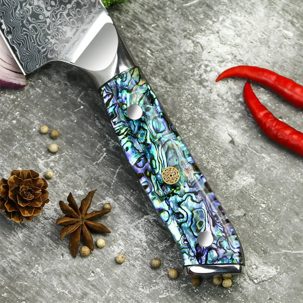 Damast Hackmesser 5er Set Abalone Damastshop.de - Damastshop