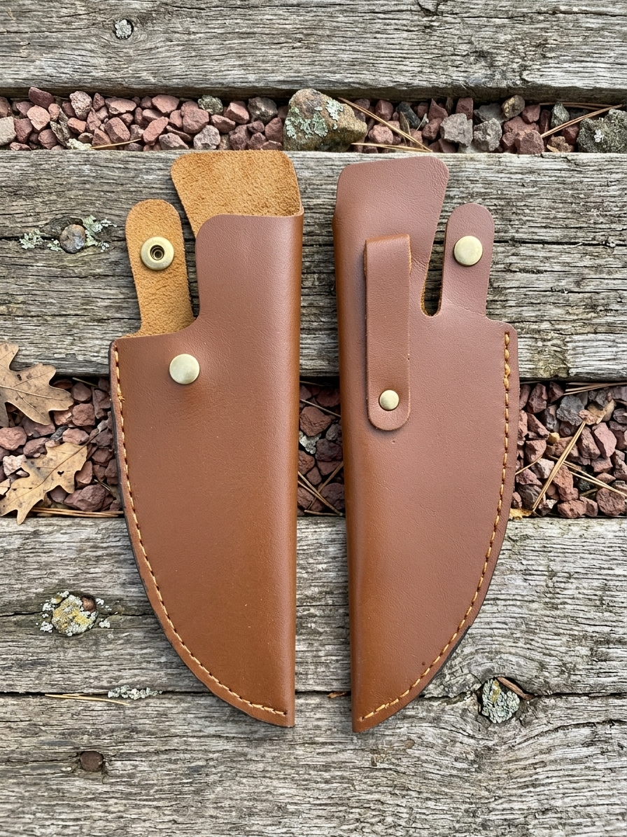Lederhülle für Gebogenes Outdoor Universalmesser Damastshop.de - Damastshop