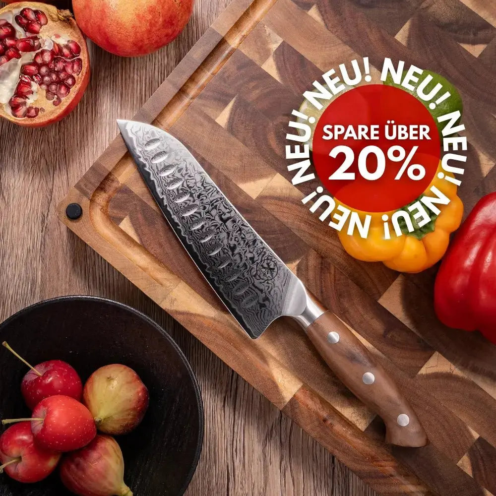 Premium Damast Santoku Walnuss Damastshop.de - Damastshop