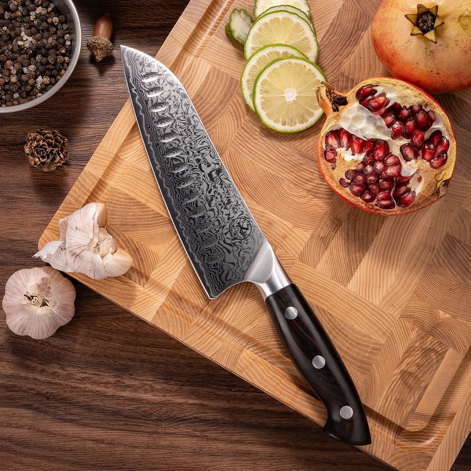 Premium Damast Santoku Ebenholz Damastshop.de - Damastshop