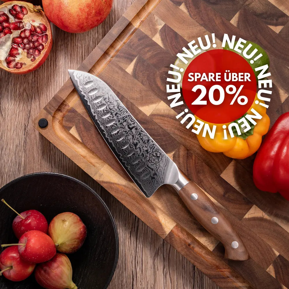 Premium Damast Santoku Walnuss Damastshop.de - Damastshop