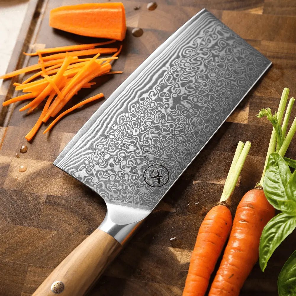 Damast Messer 5er Geschenkset Olive mit Messerbrett Damastshop.de - Damastshop