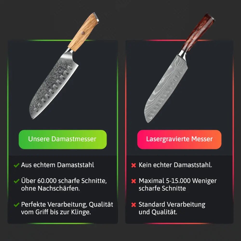 Damast Messer 7er Set Olive Damastshop.de - Damastshop