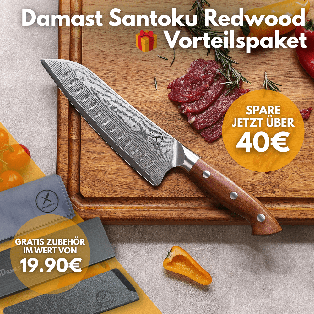 Damast Santoku Red Wood 🎁 Vorteilspaket Damastshop.de - Damastshop