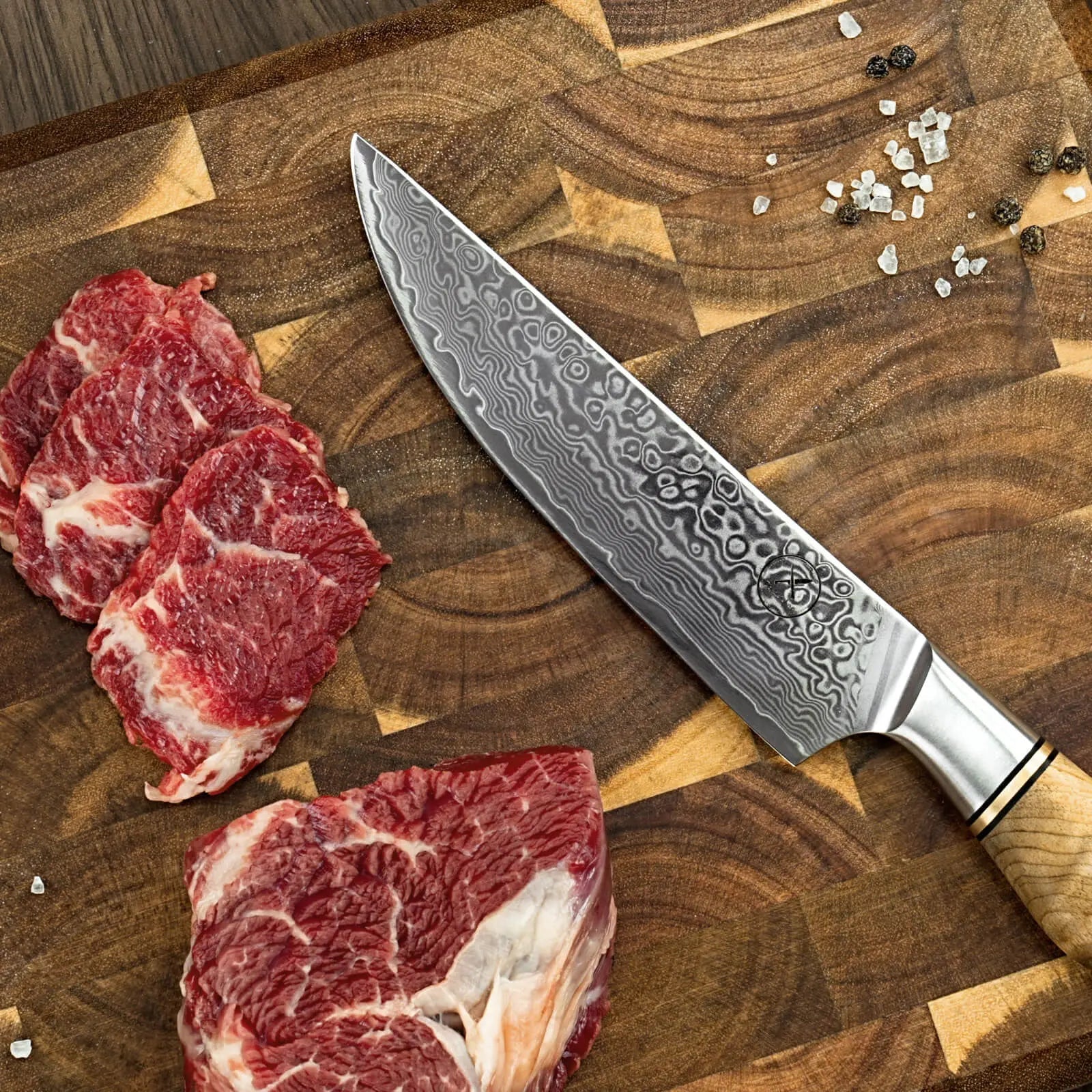 Damast Steakmesser Bergahorn 4er Geschenkset Damastshop.de - Damastshop