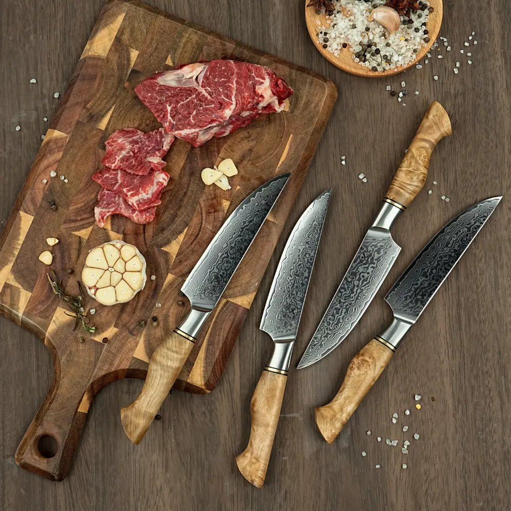 Damast Steakmesser Bergahorn 4er Geschenkset Damastshop.de - Damastshop