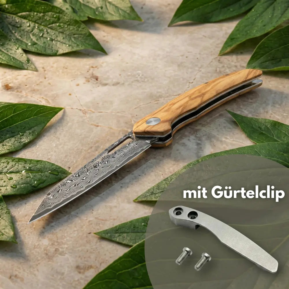 Damast Taschenmesser Olive Damastshop.de - Damastshop