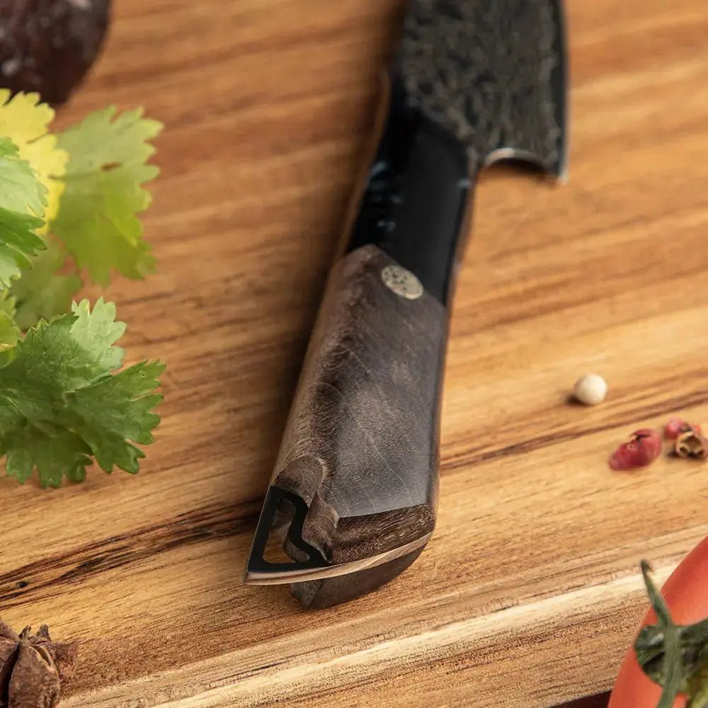 Dark Black Damast Chefmesser Wurzelholz Epoxy Damastshop.de - Damastshop