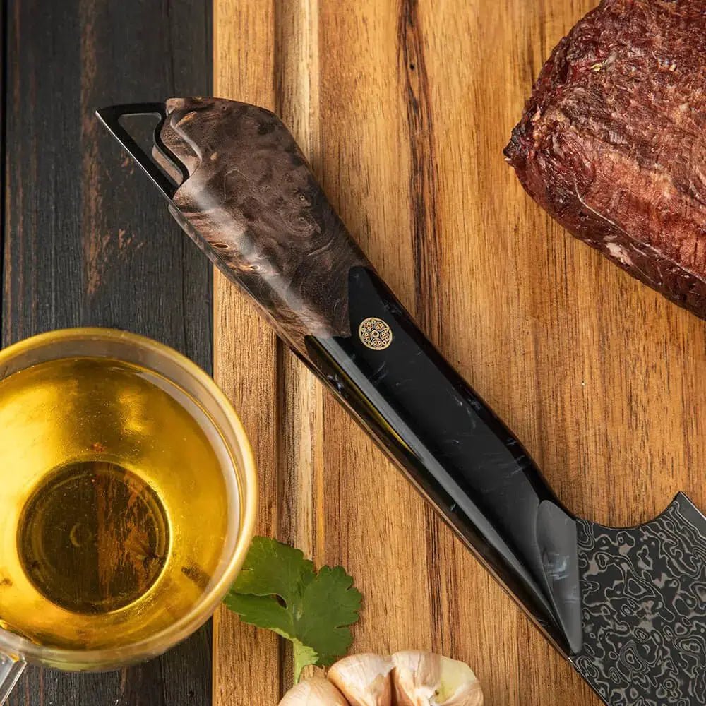 Dark Black Damast Nakiri Wurzelholz Epoxy Damastshop.de - Damastshop