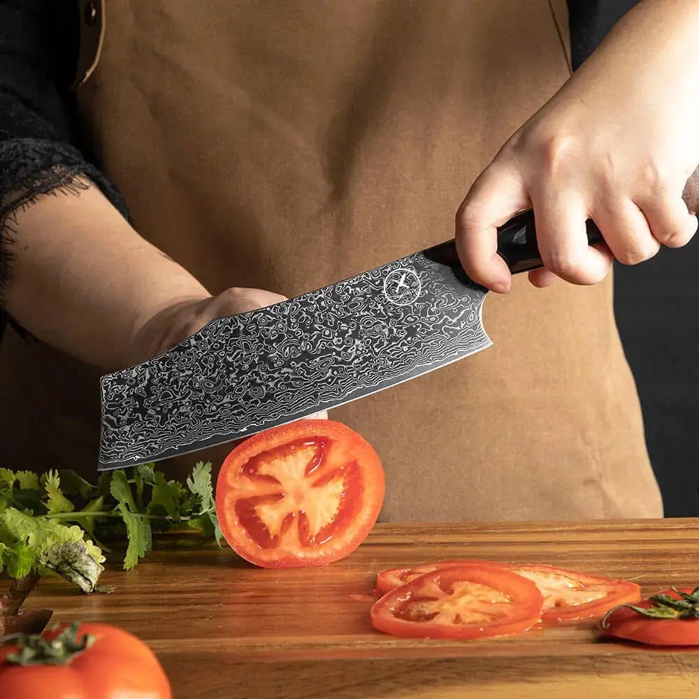 Dark Black Damast Nakiri Wurzelholz Epoxy Damastshop.de - Damastshop