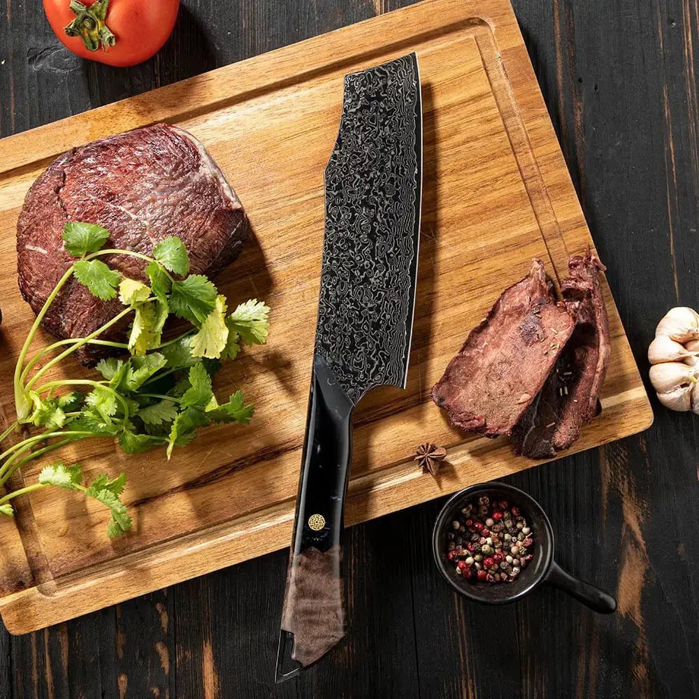 Dark Black Damast Nakiri Wurzelholz Epoxy Damastshop.de - Damastshop