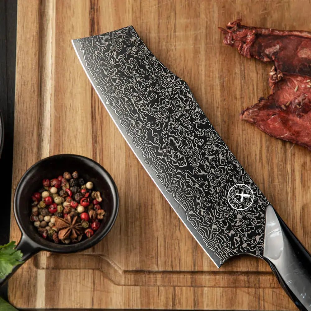 Dark Black Damast Nakiri Wurzelholz Epoxy Damastshop.de - Damastshop