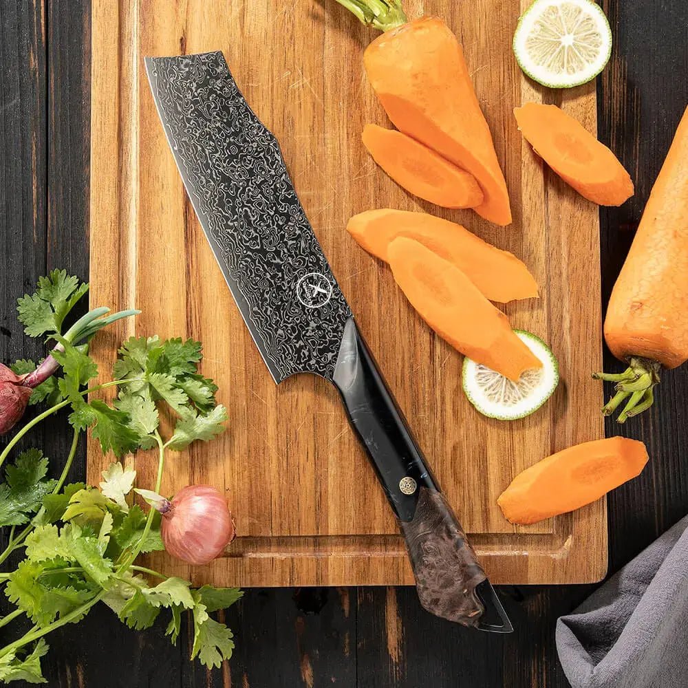 Dark Black Damast Nakiri Wurzelholz Epoxy Damastshop.de - Damastshop