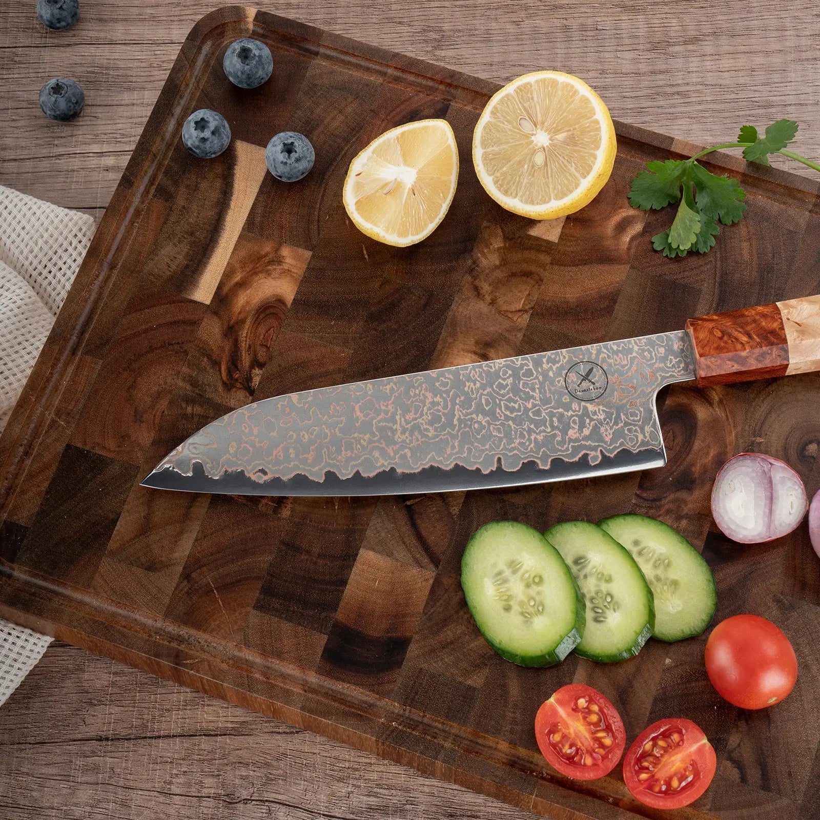 Kupfer-Damast Chefmesser Damastshop.de - Damastshop