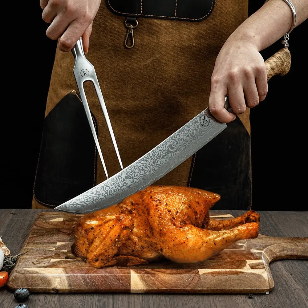 Geschmiedete Fleischgabel Bergahorn Damastshop.de - Damastshop