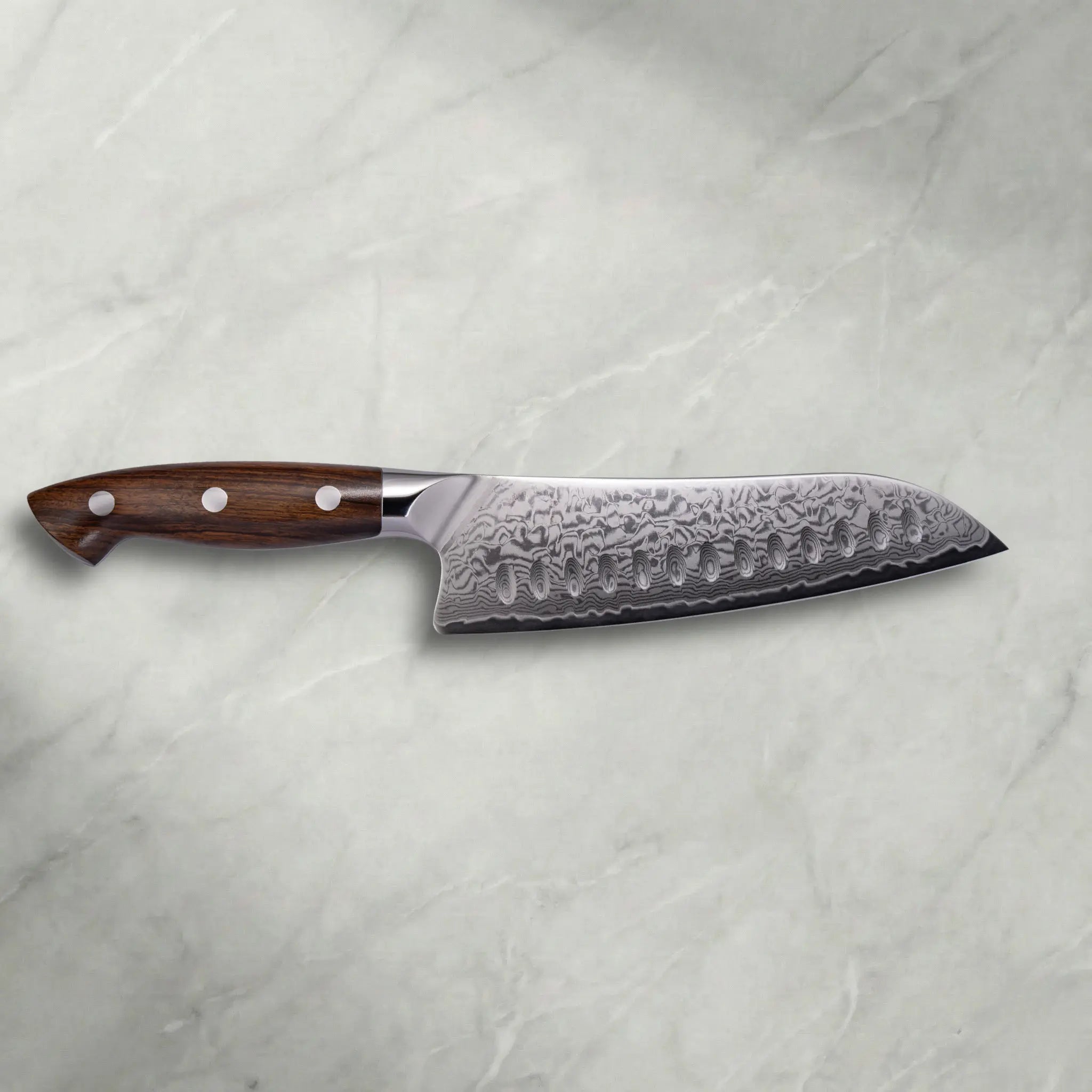 Personalisierbares Premium Damast Santoku Eisenholz Damastshop.de - Damastshop