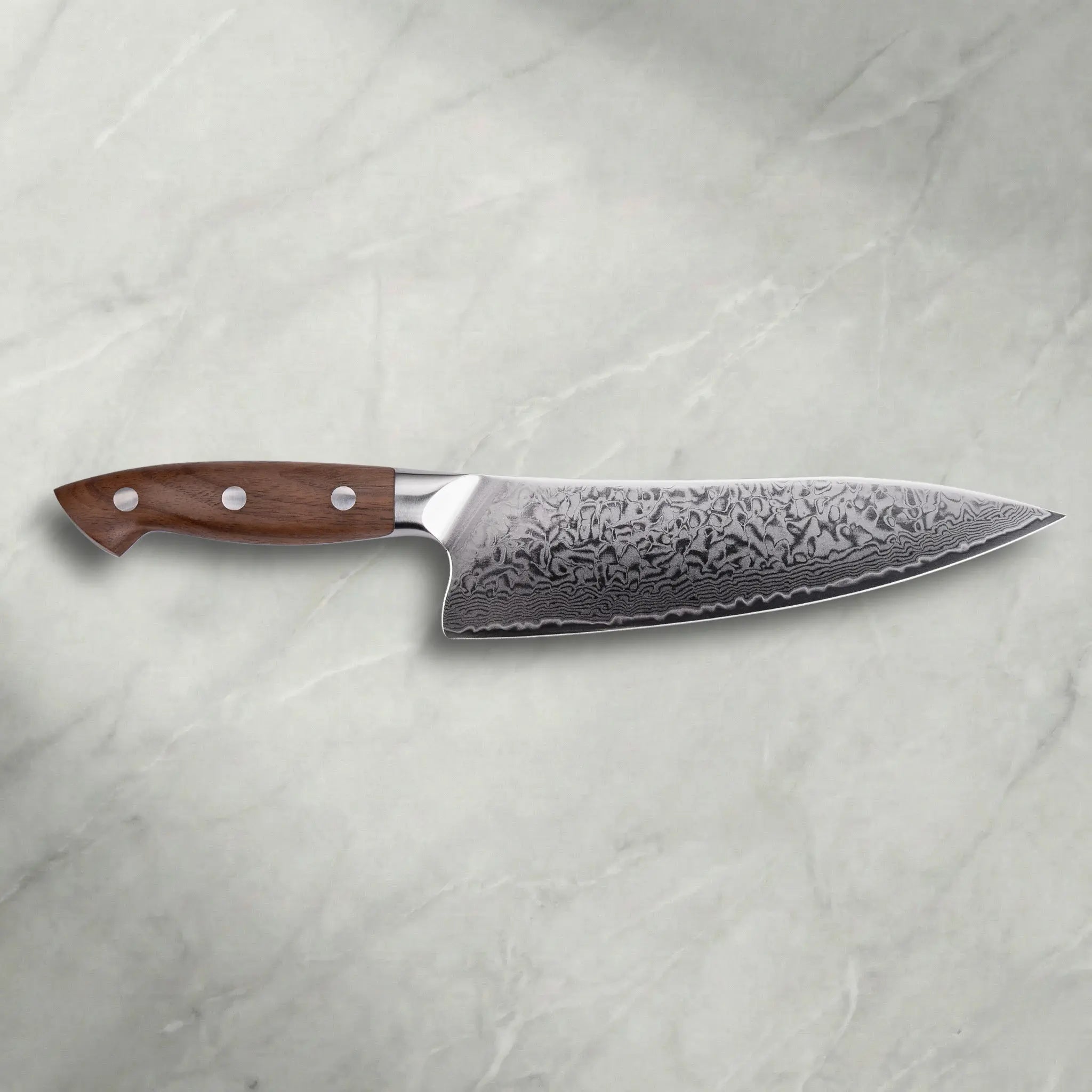 Personalisiertes Premium Damast Chefmesser Walnuss Damastshop.de - Damastshop