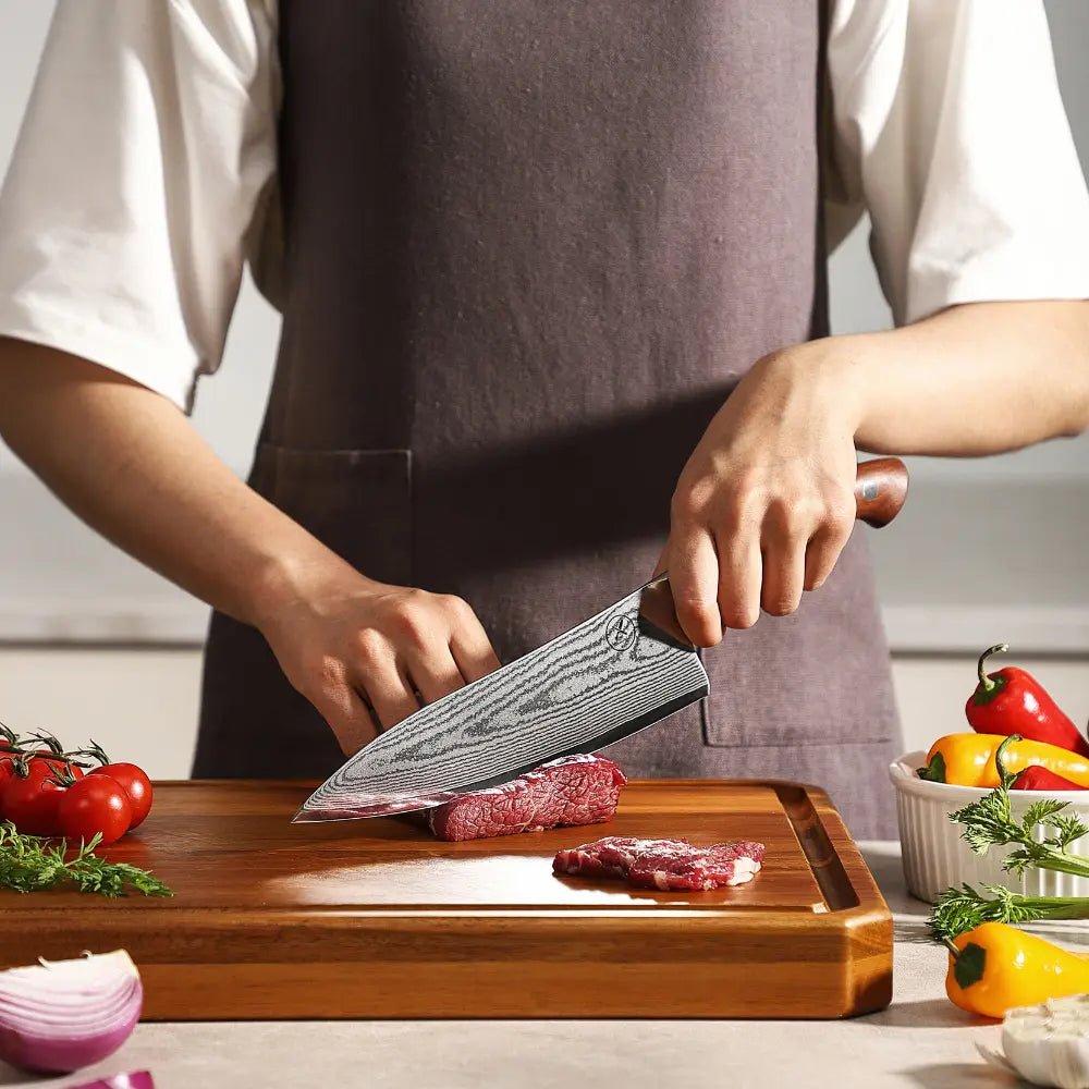 Premium Damast Chefmesser Red Wood Damastshop.de - Damastshop