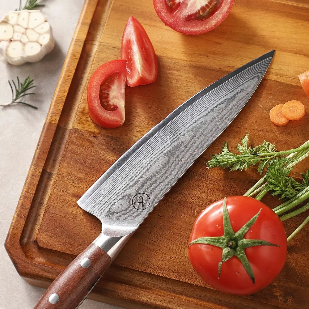 Premium Damast Chefmesser Red Wood Damastshop.de - Damastshop