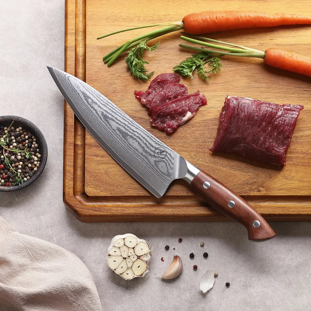 Premium Damast Chefmesser Red Wood Damastshop.de - Damastshop