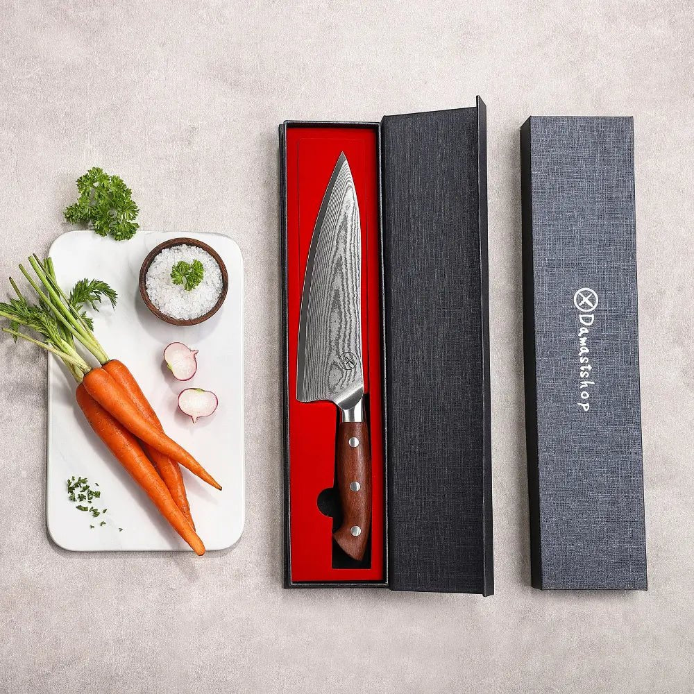 Premium Damast Chefmesser Red Wood Damastshop.de - Damastshop