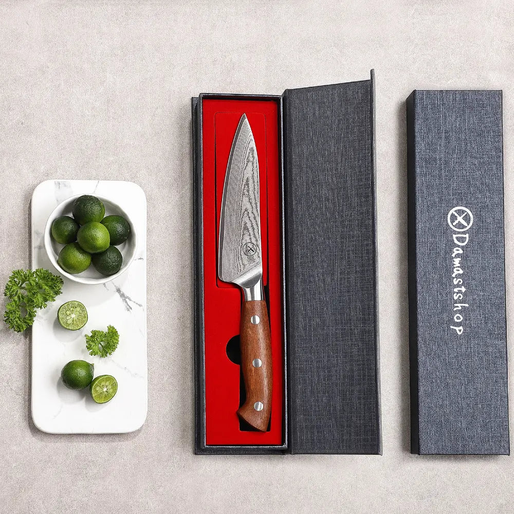 Premium Damast Universalmesser Red Wood Damastshop.de - Damastshop