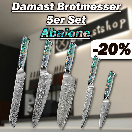 Damast Brotmesser 5er Set Abalone Damastshop.de - Damastshop