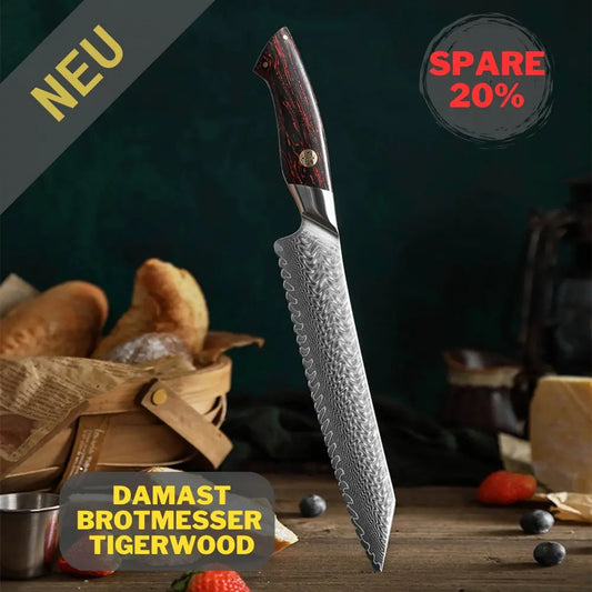 Damast Brotmesser Tigerwood Damastshop.de - Damastshop