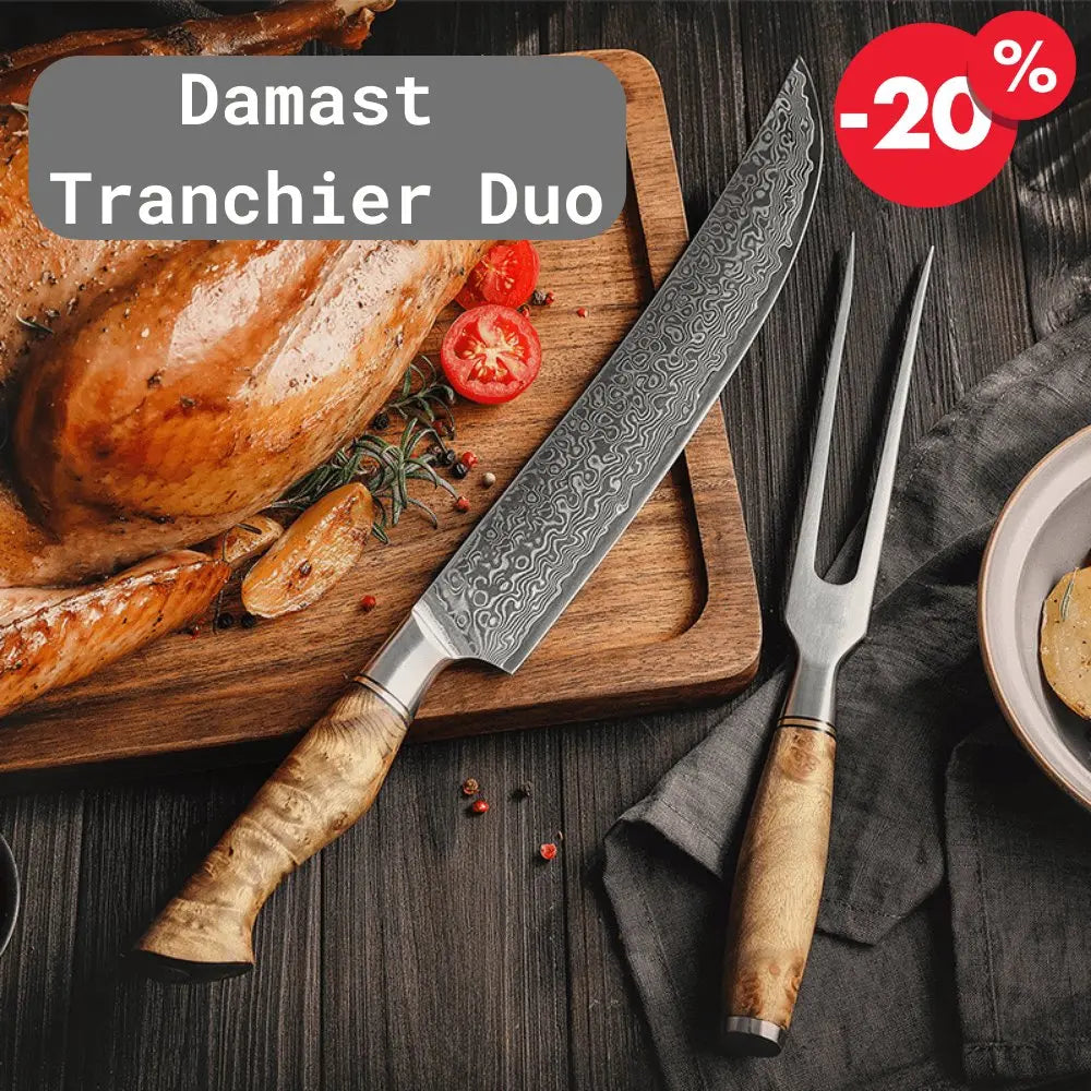 Damast Messer Tranchier Duo Bergahorn Damastshop.de - Damastshop