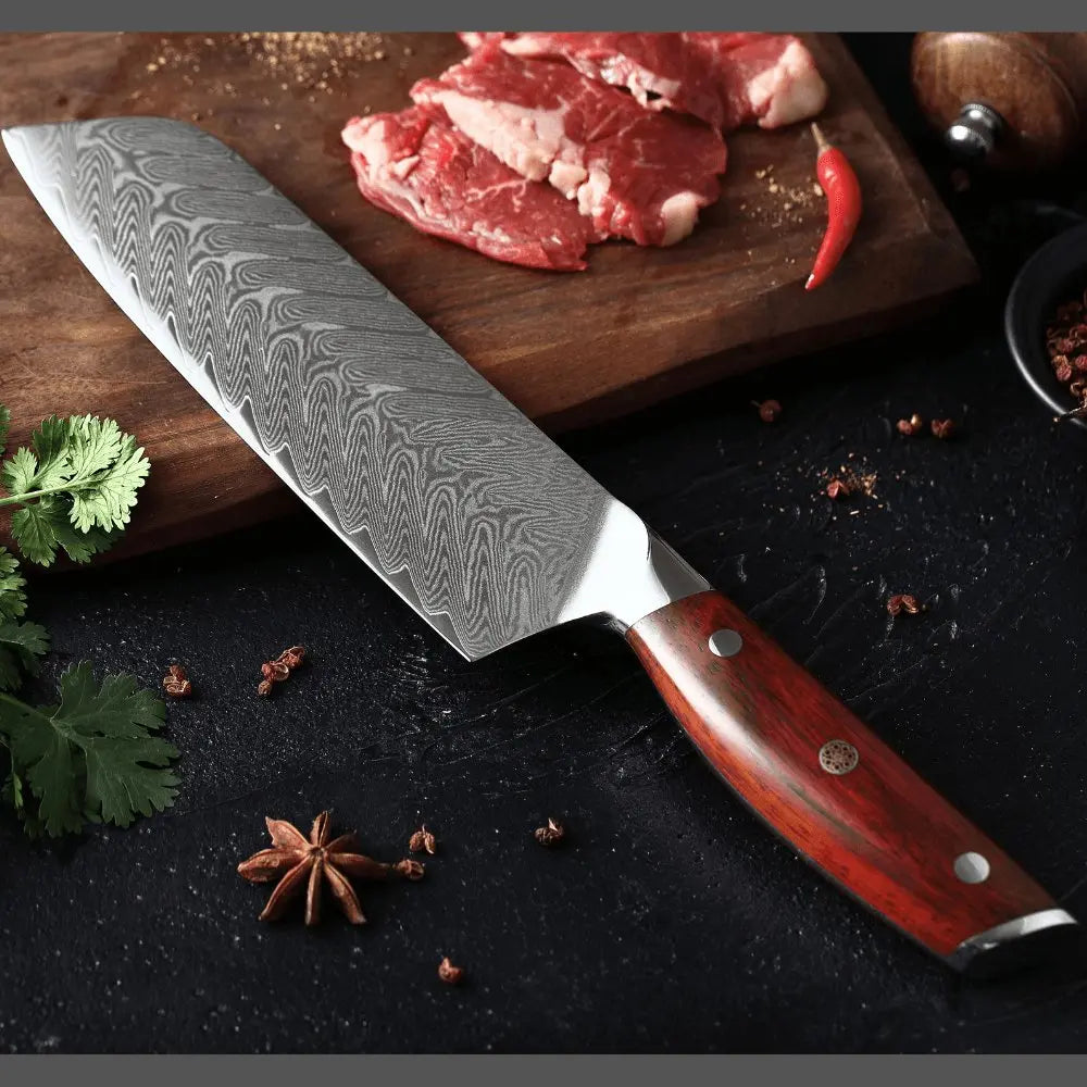 Damast Santoku Palisander