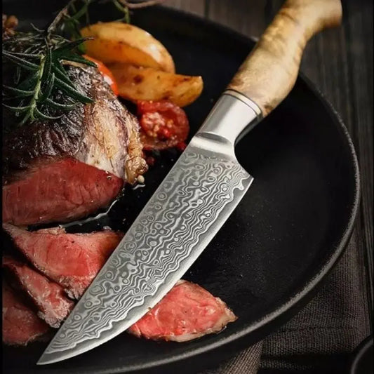 Damast Steakmesser Bergahorn