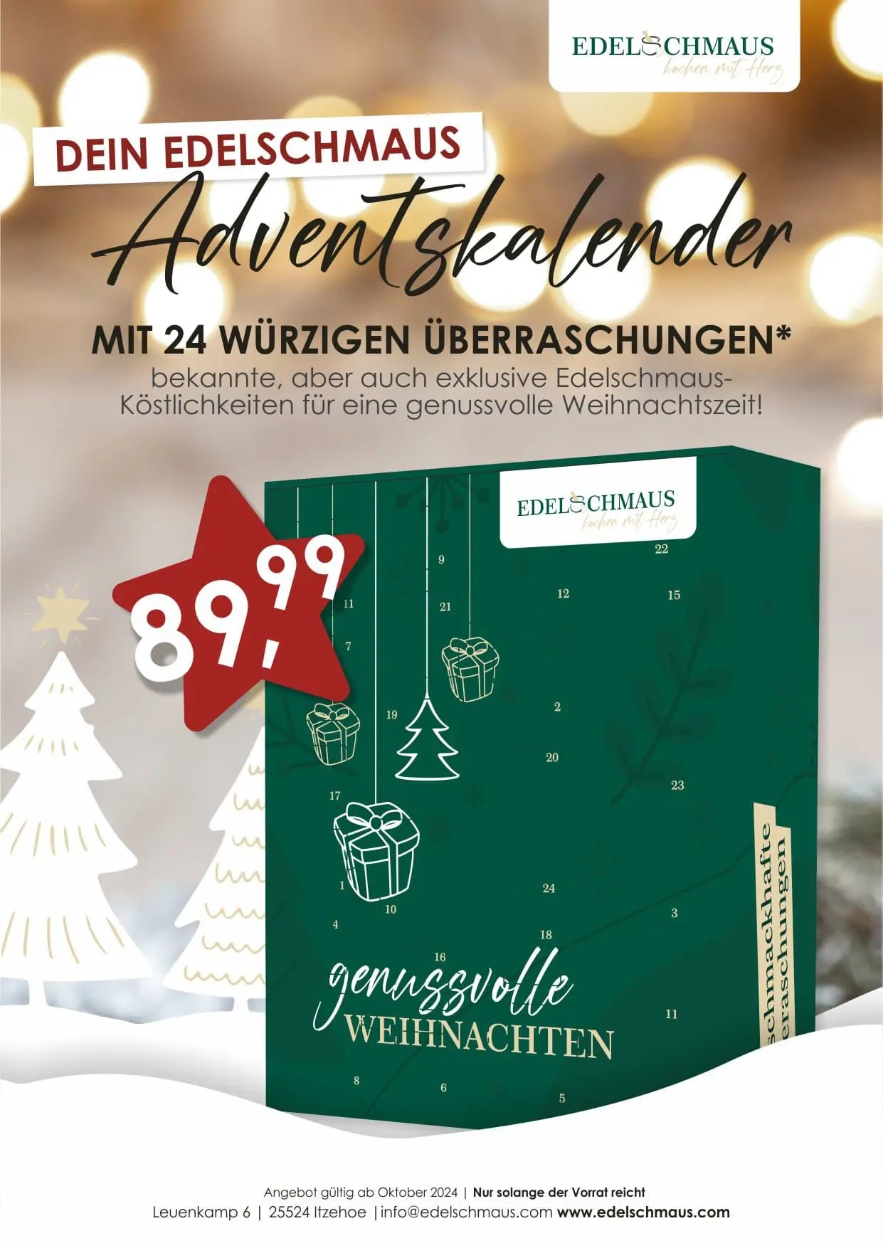 Der Edelschmaus Adventskalender – 24 köstliche Überraschungen für die Vorweihnachtszeit Damastshop.de - Damastshop