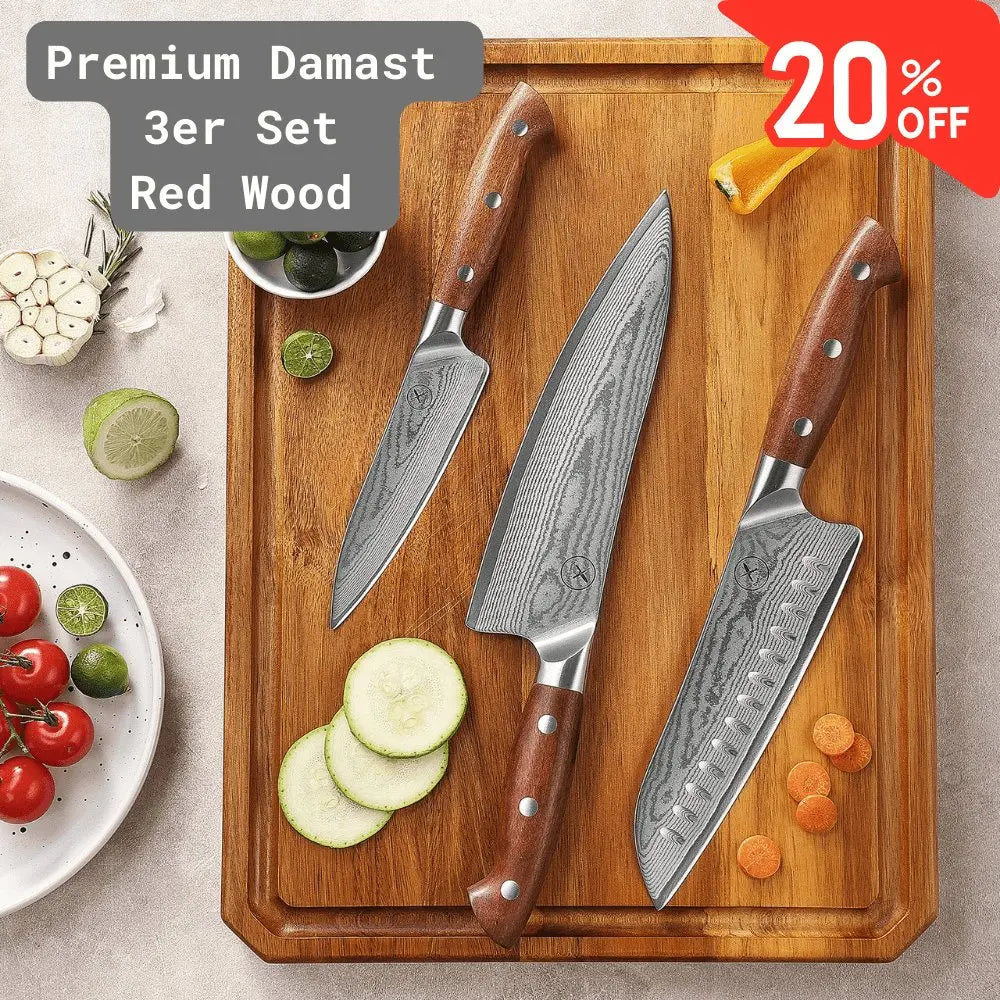 Premium Damast 3er Set Red Wood Damastshop.de - Damastshop