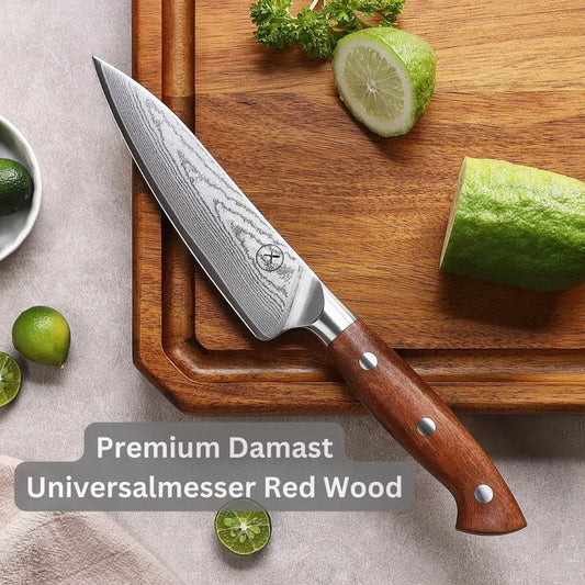 Premium Damast Universalmesser Red Wood Damastshop.de - Damastshop