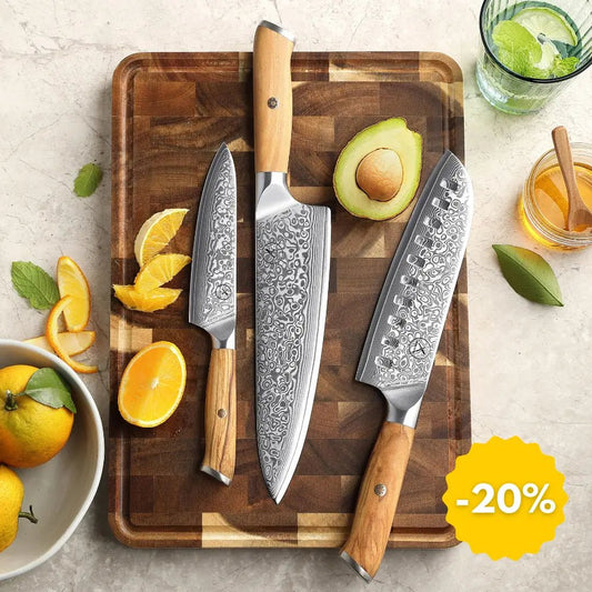Damast Messer 3er Set Olive Damastshop.de - Damastshop