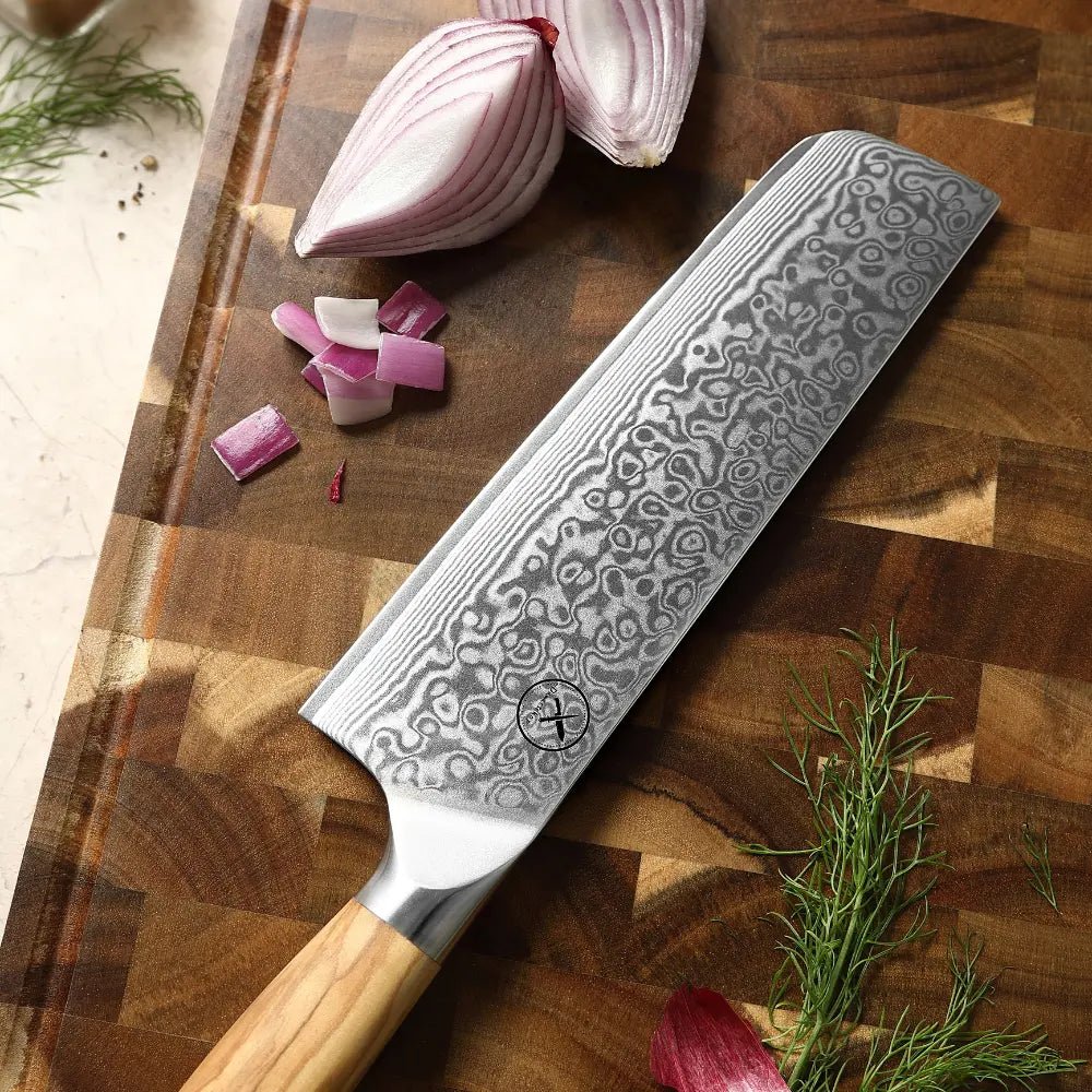 Damast Messer 7er Set Olive Damastshop.de - Damastshop