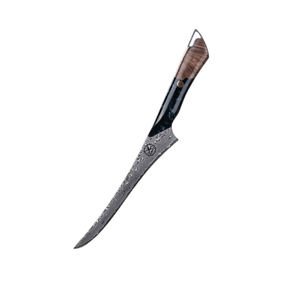 Dark Black Damast Ausbeinmesser Wurzelholz Epoxy Damastshop.de - Damastshop