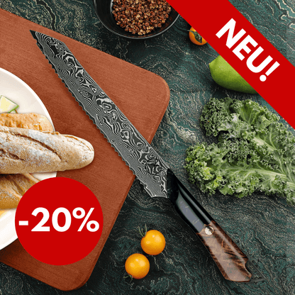 Dark Black Damast Brotmesser Wurzelholz Epoxy Damastshop.de - Damastshop