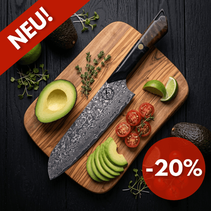 Dark Black Damast Santoku Wurzelholz Epoxy Damastshop.de - Damastshop