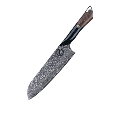 Dark Black Damast Santoku Wurzelholz Epoxy Damastshop.de - Damastshop