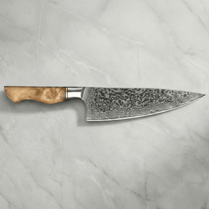 Personalisierbares Damast Chefmesser Bergahorn