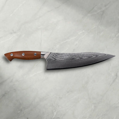 Personalisierbares Premium Damast Chefmesser Red Wood Damastshop.de - Damastshop