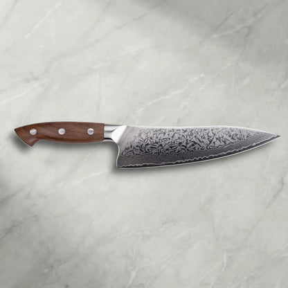 Personalisiertes Premium Damast Chefmesser Walnuss Damastshop.de - Damastshop