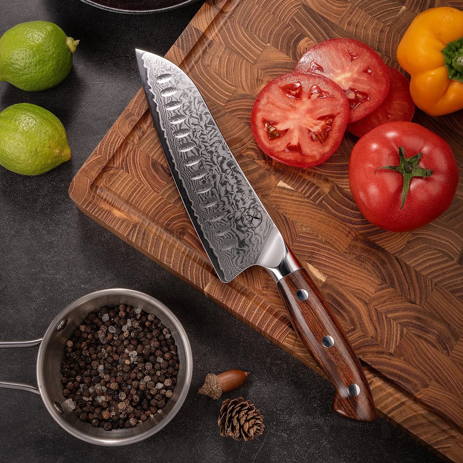 Premium Damast Santoku Eisenholz Damastshop.de - Damastshop