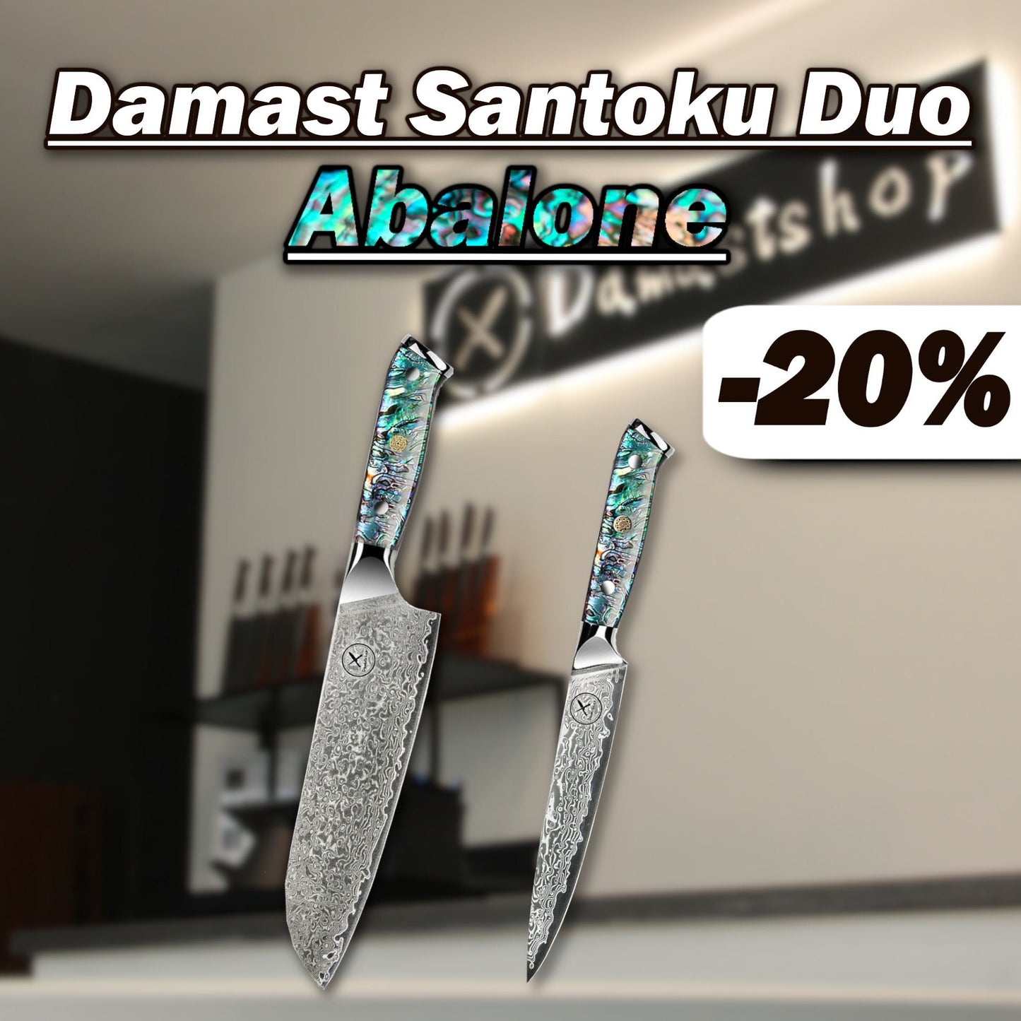 Damast Santoku Duo Abalone